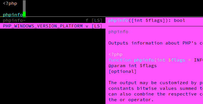 vim php 自动提示